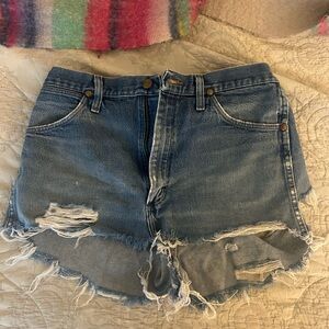Wrangler Blue Distressed Jean Shorts